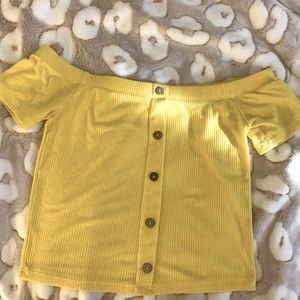 $6 yellow women’s small crop top off the shoulder
